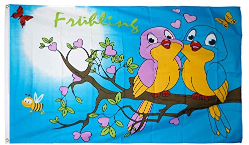 Flaggenfritze® Flagge/Fahne Frühling Vögel - 90 x 150 cm