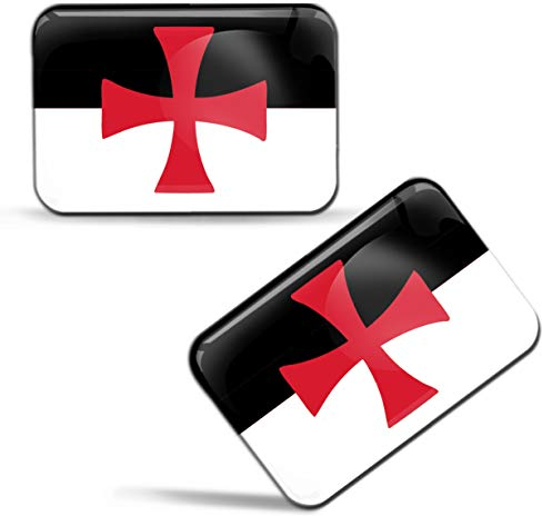 Biomar Labs® 2 x Aufkleber 3D Gel Silikon Stickers Kreuzritter Mittelalter Flagge Templer Kreuz Rot Fahne Templar Flag Auto Motorrad Fahrrad Fenster Tür PC Tablet Laptop F 75