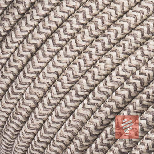 Textilkabel für Lampe, Stoffkabel 3-adrig (3x0,75mm²), Leinen-Braun - 3 Meter