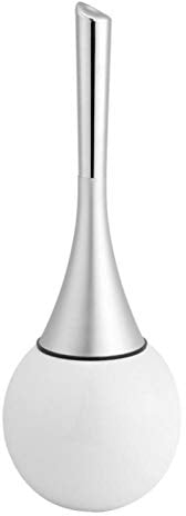 Toilet Brush, Creative Bathroom Toilet Scrub Cleaning Brush Holder Set with Stainless Steel Base(white)
