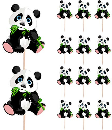 AK Giftshop Cupcake-Aufsätze für Geburtstagspartys, Panda, 14 Stück