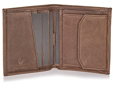 Geldbörse Herren - DONBOLSO Slim Wallet aus Leder - Kompaktes Portmonee mit Münzfach, RFID-Schutz - Minimalistischer Geldbeutel für Karten und Scheine - Vintage Braun
