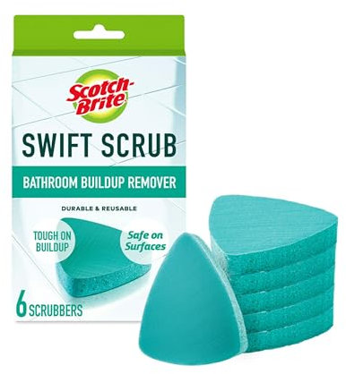 Scotch-Brite Swift Scrub Bath Cleaner Scrubbers, Soap Scum Remover for Cleaning Bathroom, Bathroom Scrubber Pads Safe for Tile, 6 Bathroom Cleaner Scrubbers