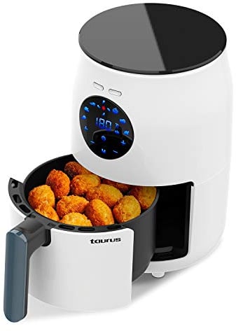 Taurus Respire - Freidora de aire sin aceite, digital, -99% de grasa, fríe, asa, hornea y calienta, 1.5 L, 1000 W, Temporizador hasta 30 min, 80-230 °C, Antiadherente, Libre de PFOA y BPA…