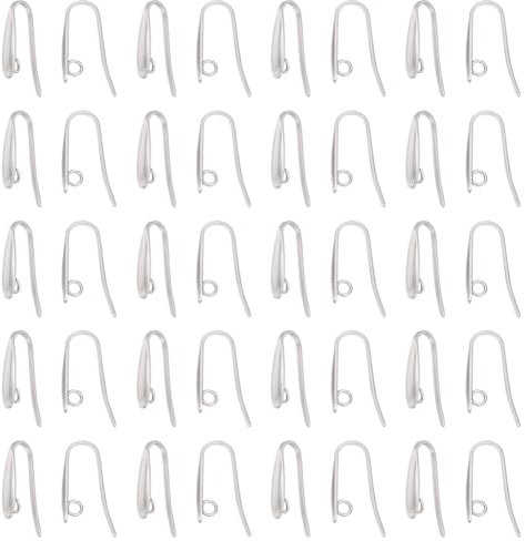 UNICRAFTALE 50 pz 304 Ganci per Orecchini in Acciaio Inossidabile Filo per L'Orecchio in Acciaio Inossidabile con Anello Filo per L'Orecchio Ipoallergenico per Creazione di Gioielli Pin 0.7x1mm