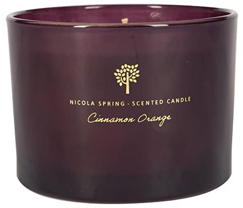 Nicola Spring Cinnamon & Orange Scented Candle - 350g - 38 Hour Burning Time Natural Soy Wax Double Wick Candles Relaxing Fragrance Aromatherapy Gift Set