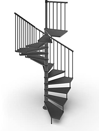 Scala a Chiocciola a Pianta Quadrata 120x120 cm. TEKLA 13 Gradini - Altezza tra i Piani 267-312 cm. (Nero, ACCIAIO ANTRACITE)