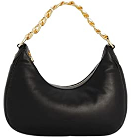 Patrizia Pepe Touch Maxichain Schultertasche Leder 34 cm, Nero, Einheitsgröße