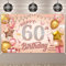 Pinenuts Happy 60th Birthday Banner - Rose Gold Party Decorations Backdrop, Sign Poster Photo Background Fabric Banner for Girls Women, 110 x 180 cm