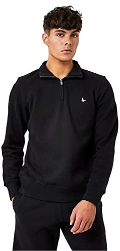 Jack Wills Mens Quarter Zip Sweatshirt Sweater T Shirt Top Jumper Pullover Long Black M