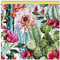 DreamRoots Segeltuch Wasserdicht - Polsterstoff Meterware 160 cm breit - Wasserabweisender Stoff 220 g/m2 600D - Markisenstoff Wasserdicht Meterware Flowers and Cactus Laufmeter