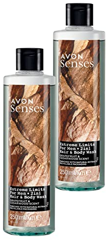 Avon Extreme Limits Grapefruit Sandelduft Men Duschgel für Haar und Körper 250ml - Doppelset