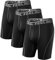 Natural Feelings Sport Boxershorts Herren Unterwäsche Herren Unterhosen mit Eingriff 9in Polyester Boxershorts Lang 3er Pack Schwarz XXL