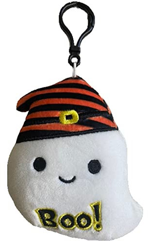 Squishmallow Offizielles Kellytoy Halloween Squishy weiches Plüschtier Tiere (Grace Ghost (mit Hut), 8,9 cm Clip)