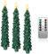 Yme 3pcs Christmas Trees Battery Candles, LED Taper Candles with Remote Control Timer Real Wax Warm White Light for Green Christmas Dinner Table Decorations Home Decor Gifts