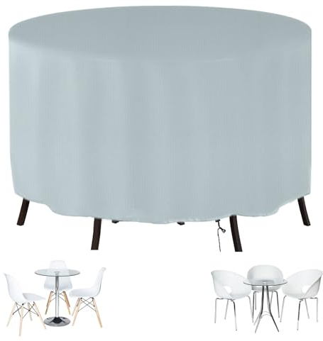 CJFBDY Rund Gartenmöbel Abdeckung 130x95cm Draussen Terrassenmöbelbezüge Wasserdicht, Winddicht, UV-beständig 420D Oxford Gewebe Schutzhülle, Rund Abdeckhaube für Gartentisch