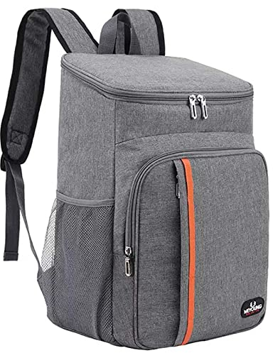 Mochila Nevera Isotérmica 23L, Bolsa Térmica Impermeable Grande para Picnic, Almuerzo y Refrigeración, Ideal para Playa, Camping y Senderismo (Gris)