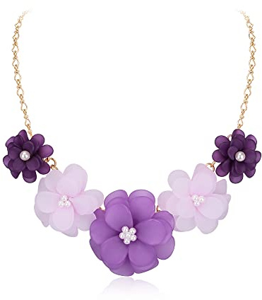 EVER FAITH Collana con Colletto a Fiori, collane di Fiori Estivi di Dichiarazione per Donne e Ragazze