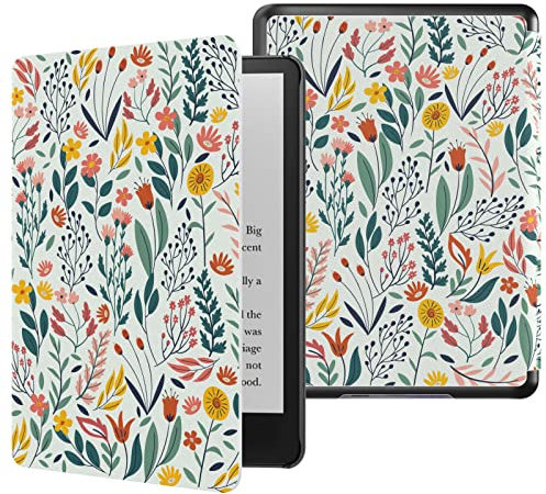 MoKo Custodia per Kindle Paperwhite 11ª generazione (modello 2021), Schermo da 6,8, Custodia Protettiva in Policarbonato di Stile Semplice e Elegante, Fiori