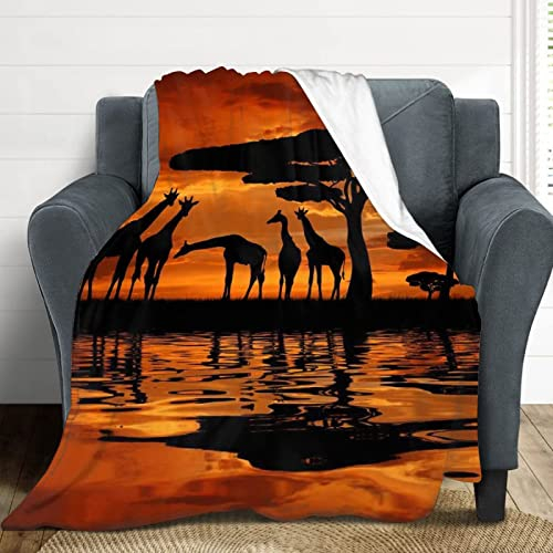 Kuscheldecke 3D Afrika 70 x 100 cm Flanell Fleecedecke Giraffe Weich Warm Flauschig Decke, Wohndecke Decken für Sofadecke Couchdecke, kuscheldecken für Kinder Erwachsene