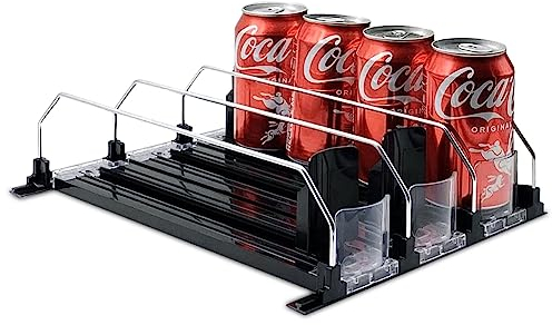 Erato Beisson - Latas organizadoras para frigorífico, barra de empuje ajustable en ancho Cerveza Soda Dispensador de bebidas, juego de 3