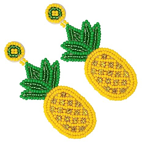 Beatifufu 1 Paar Ananas-ohrringe Für Mädchen Damen Ohrringe Böhmische Tropfenohrringe Ananas-frucht-ohrringe Boho-ohrringe Obst-ananas-ohrringe Süßer Ohrring Mode Margarita Fräulein Perlen