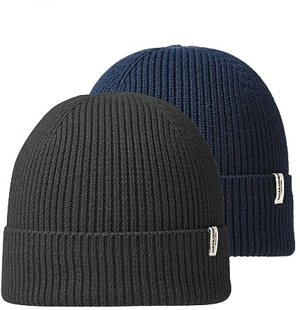 JACK & JONES Herren JACBRINK Beanie 2-Pack 12252069, Navy Blazer/Dark Grey Melange, ONE Size