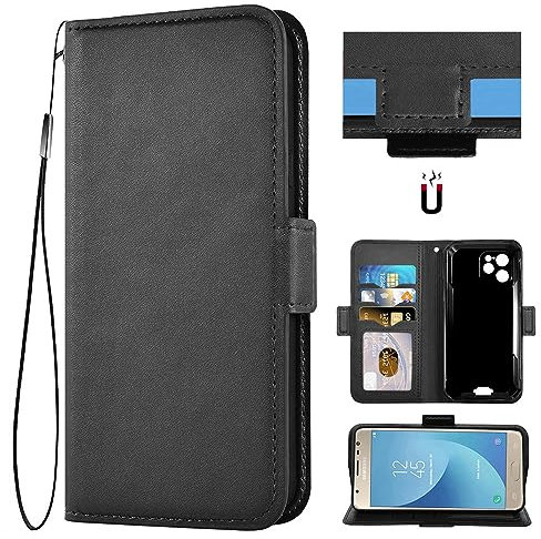 Auotu PU Leder Flip Mit Kamera Schutz Brieftasche Handyhülle Lederhülle Cover Tasche Case Hülle Etui für Blackview BV8900 / Blackview BV8900 Pro Smartphone (Schwarz)