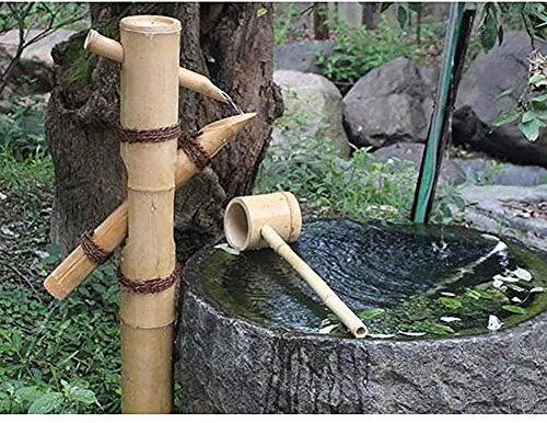 Bamboo WaterWater Fountain With Pump And Spoon Garden Water FlowingOutdoor Japanese Garden Feature Decoration