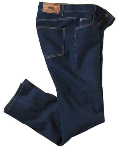 ATLAS FOR MEN - Jean Homme Regular - Jeans Homme Stretch - Coupe Droite, Confort, Classique - Pantalon Denim Stretch - Disponible en Grandes Tailles, Bleu, 56
