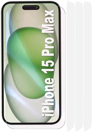 Fonetek 3x Clear Plastic PET Screen Protector Cover Guards for Apple iPhone 15 Pro Max