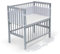 FabiMax Baby Beistellbett Flex mit innovativem Seitengitter für Boxspringbett, inkl. Matratze und Nestchen aus Netzstoff, Buche massiv grau, Air/graue Sterne auf weiß