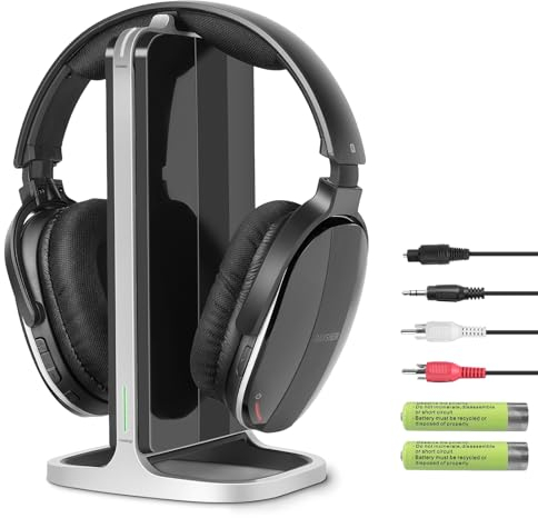 Daysnew Wireless Headphones for TV Watching with Charging Dock & RF Transmitter, Senior-Friendly Over Ear TV Headset, Compatible with All Televisions