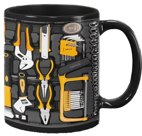 btdin Taza de papá, Taza de mecánico, Taza de mecánico de Caja de Herramientas, Juego de Caja de Herramientas de mecánico de Taza de café Divertido, Regalo de mecánico para Hombres (A 1pc,11oz)