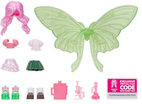 Jazwares Royale High 7,6 cm School Spirit Fashion Pack: Science - Serie 1-1 Figur mit 15 Zubehörteilen - Flügel werden Ringe - Virtueller Artikelcode enthalten - ab 5 Jahren