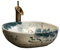Lavandino del Bagno Lavandino for vaso da bagno Lavabo in ceramica con motivo loto Lavabo da appoggio vintage Art Lavandino for utensili da bagno con rubinetto Lavelli da Bagno