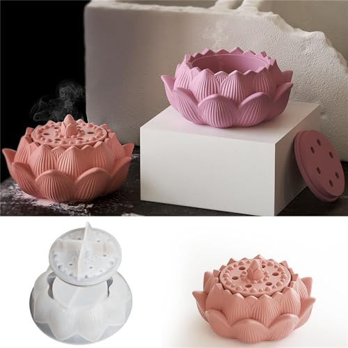 JS MOLD Lotus Kerzenhalter Silikonform,Kerzenhalter Silikonform Epoxidharz Formen Set,DIY Silikon Formen Gießformen,für Schmuck Kosmetik, Aufbewahrungsbox, Kerze, Blumentopf