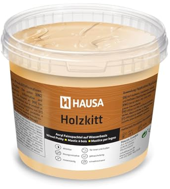 HAUSA Stucco per Legno, 1 kg, Rovere Chiaro, Mastice Pronto all'Uso per Riparare Danni al Legno, Eccellente Capacità di Riempimento