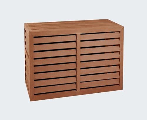 EVOLAR Evo-Cover Cache Climatiseur Exterieur - Housse Pompe a Chaleur extérieur - Ecran Unité de Climatisation en WPC Ajouré pour Jardin, Balcon, Terrasse - Small, Teck Tropical