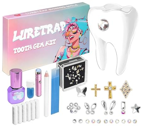 Zahn Edelstein Set ,DIY Zahn Edelstein Kit Zahnstein Schmuck Zahnschmuck set Mit Kleber Für Zähne Teeth Gems Kit für Reflektierende Zahnverzierungs-Dekoration Tooth Gem (Rosa)