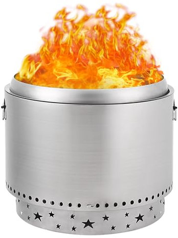 GarveeLife Rauchfreie Feuerstelle, 50,5 cm, tragbare Feuerstelle mit Ständer, Griff-Design, Edelstahlofen, Holzverbrennung, abnehmbare Aschekanne, für Camping, Garten, Hinterhof