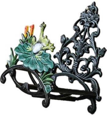 Fenteer Gartenschlauchhalter, kreative Wanddekoration, Wandhalterung aus Gusseisen für den Außenbereich, Garten, Hofzaun, Frosch, 22.5 x 16 x 28.5 cm