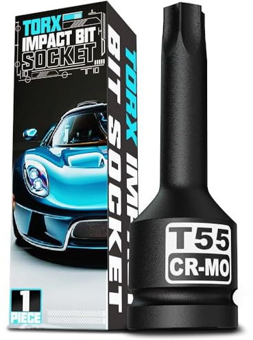 KIRXST Kraft Torx Bit Schlagschrauber Nüsse T55, Bit Einsatz 1/2 Zoll, 78mm Kraft Nüsse für Torx Schrauben für KFZ, Motorinstandseztung, Bremsenwartung
