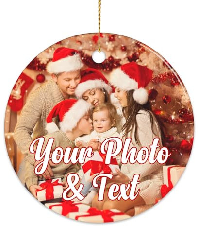 PSUNEY Personalisierte Weihnachtskugeln für Familie mit Foto Text Keramik Weihnachtskugeln 2024 Weihnachtsanhänger Geschenke für Familie Freundin Freunde