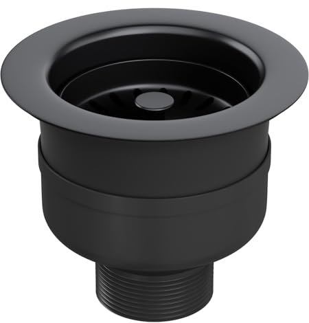Liquida TF740MB TOP-FIX 90mm Matt Black Basket Strainer Kitchen Sink Waste