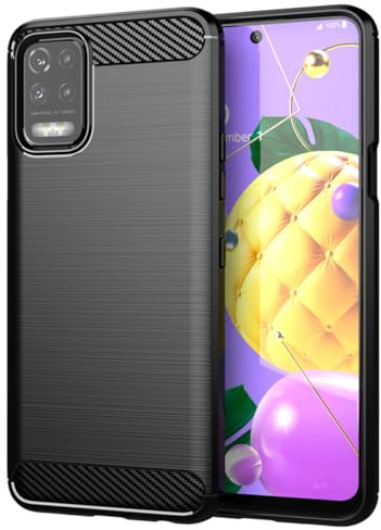 Vavies Schutzhülle für LG K52 Case/K62/Q52/K62 Plus/K62+/für LG Q62 LM-K520YMW Stoßdämpfende Karbonfaser-Hülle mit TPU-Rahmen - Ultradünne Schockfestige Handyhülle für LG K52 Schwarz