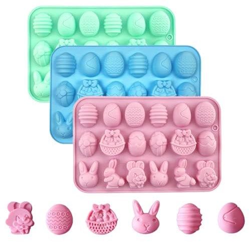 Ostern Silikon Schokoladenformen, Ostereier Silikonform, Osterhase Silikon Form, Ostern Schokoladenformen 18 Hohlräume Ei, für Machen Schokolade, Kuchen, Kekse, Handgefertigte Seife (18. Kompanie)
