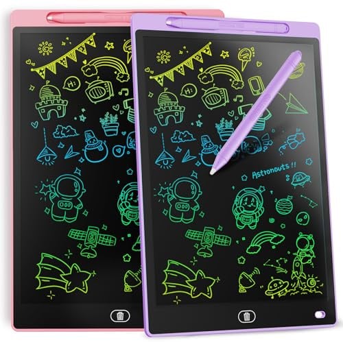 [2 Pezzi] Tavoletta Grafica LCD Scrittura Colorato 8,5 Pollici, Lavagna da Disegno Cancellabile, Regalo Bambini, Tavoletta Grafica per Giochi per 2 3 4 5 6 7 Anni (Viola&Rosa)