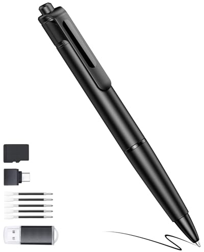 TMKLOE 2.7K Small Cam Überwachungskamera, 64GB Tragbarer Stift (Hochglanzschwarz)