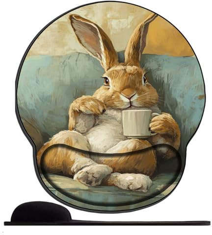 Tapis de Souris Support de Repose-Poignet Ergonomique Mouse Pad Lapin Gris sur Le canapé Mousepad Confort avec Gaming pour Ordinateur et Ordinateur Portable